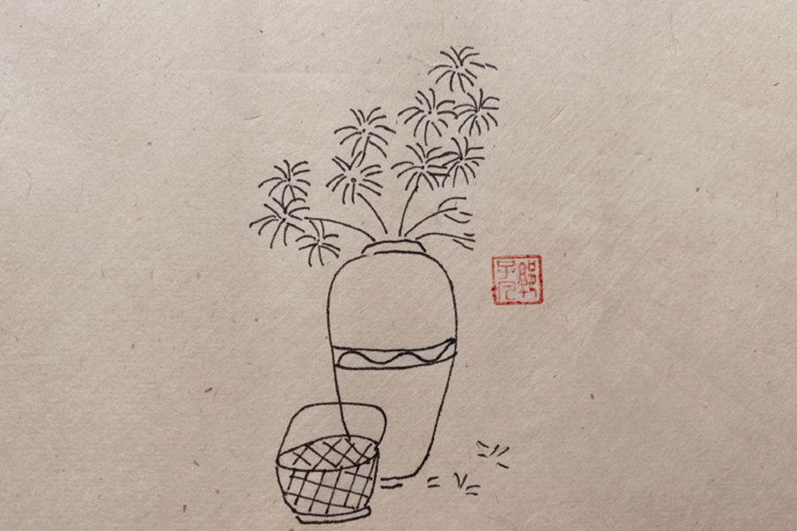 简单漂亮的花瓶插花简笔画图片