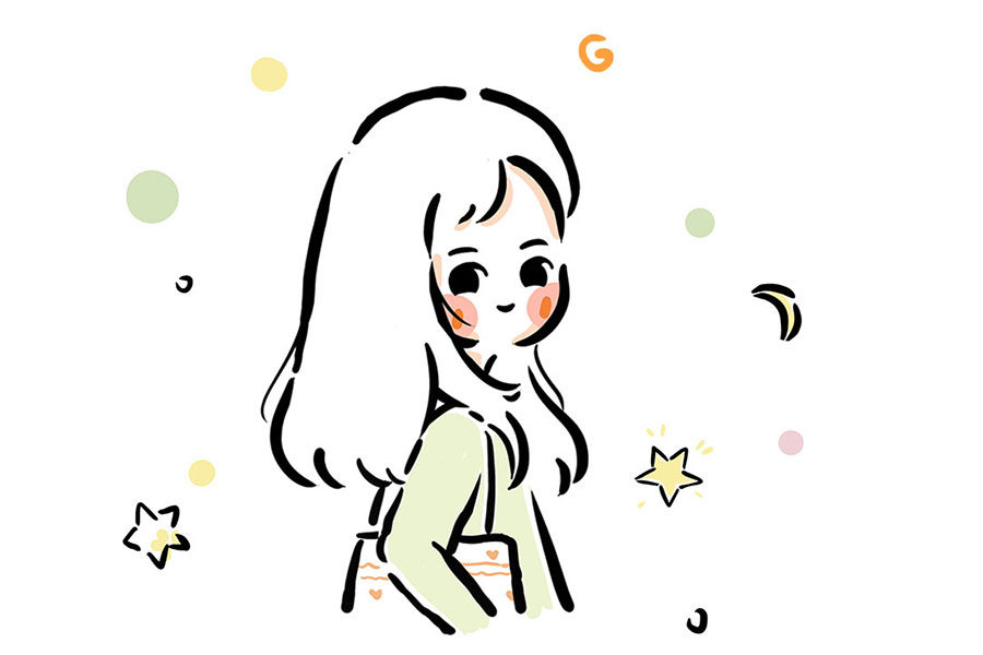一组浪漫的少女回眸简笔画图片