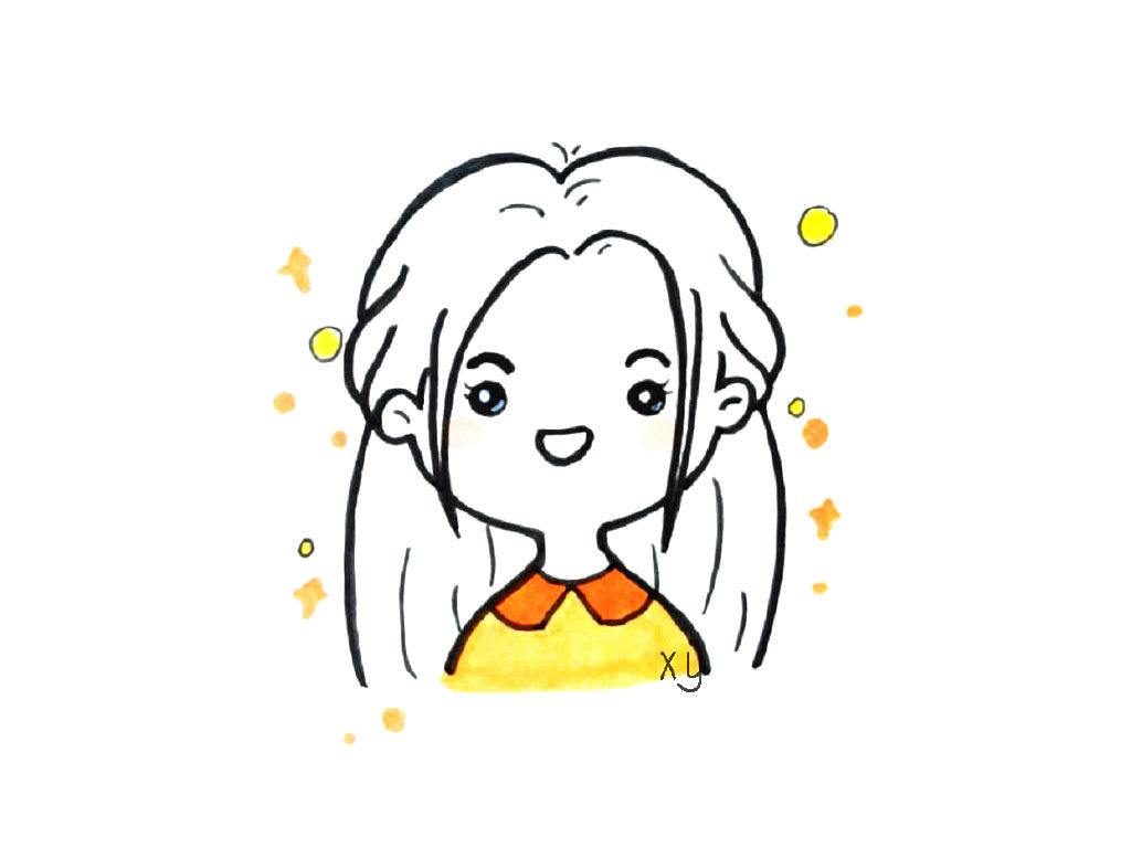 一组美女小头像简笔画图片