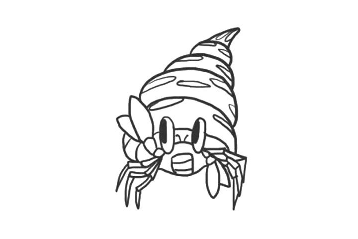 海洋生物寄居蟹简笔画画法步骤