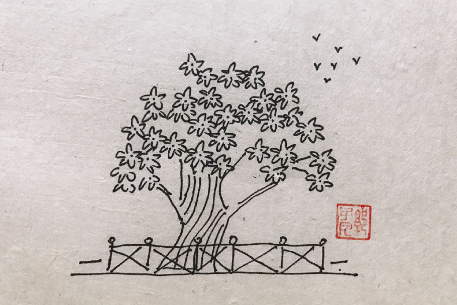春天大树风景简笔画图片