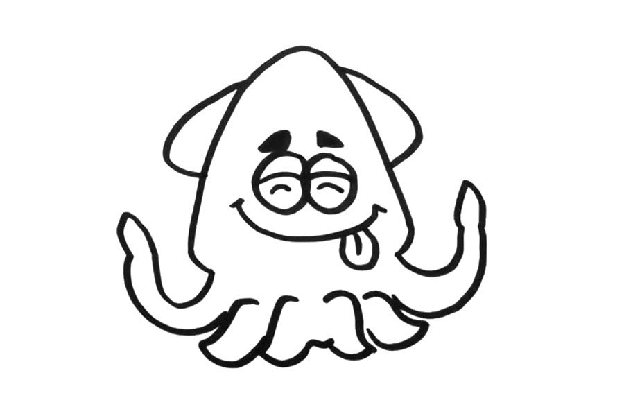 卡通鱿鱼怎么画