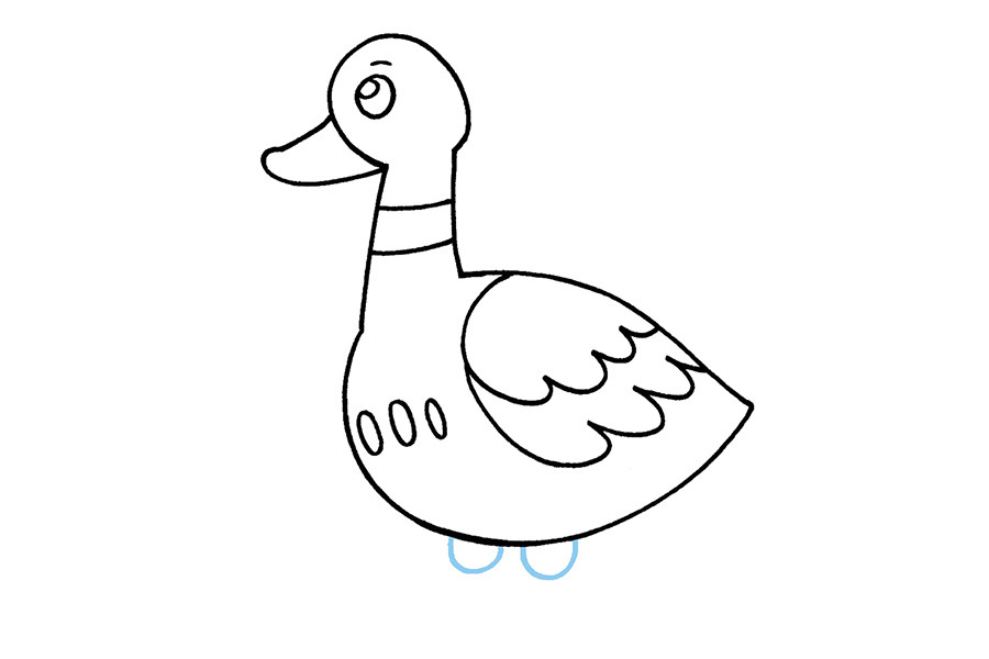 简单的卡通风格鸭子简笔画画法