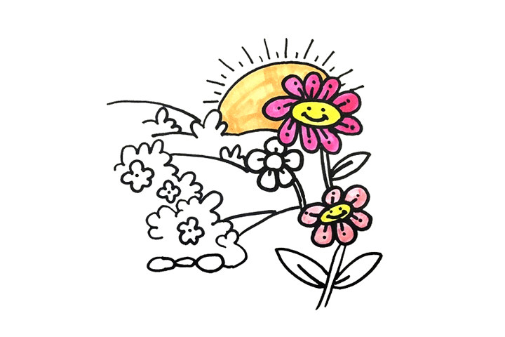 漂亮的花园怎么画