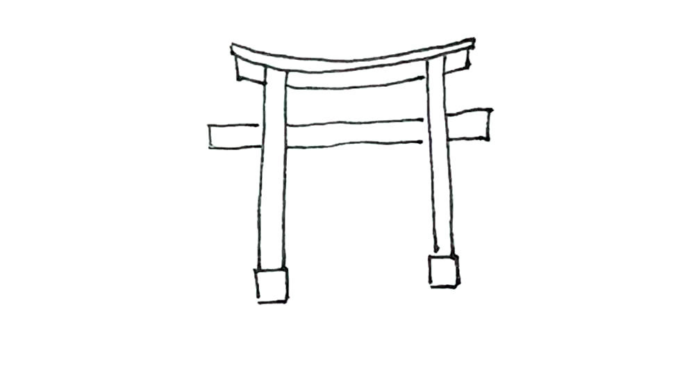 鸟居简笔画画法步骤