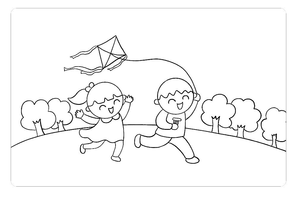 春天放风筝简笔画