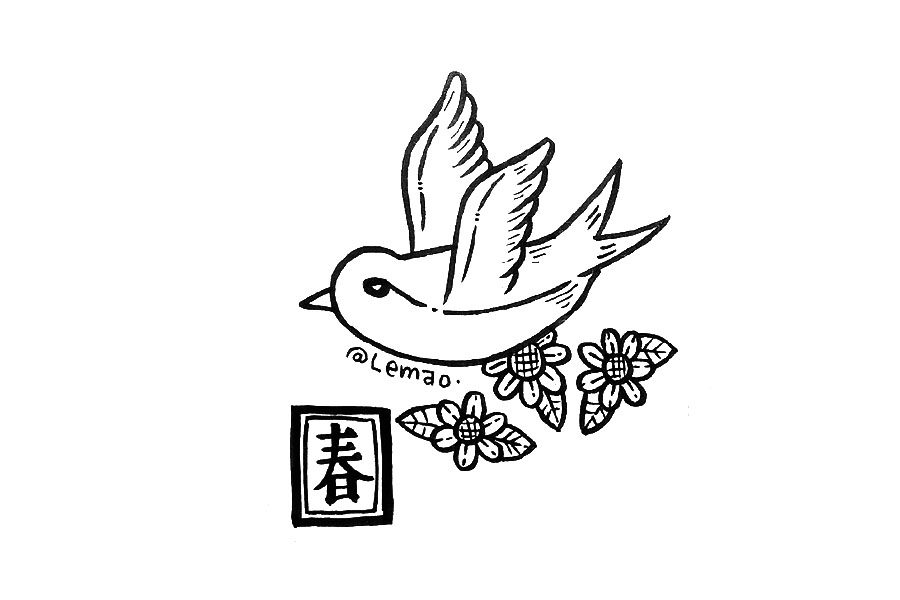 春暖花开一组漂亮的春天手账简笔画图片