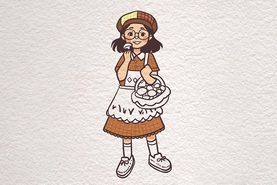 复古风美少女简笔画画法步骤