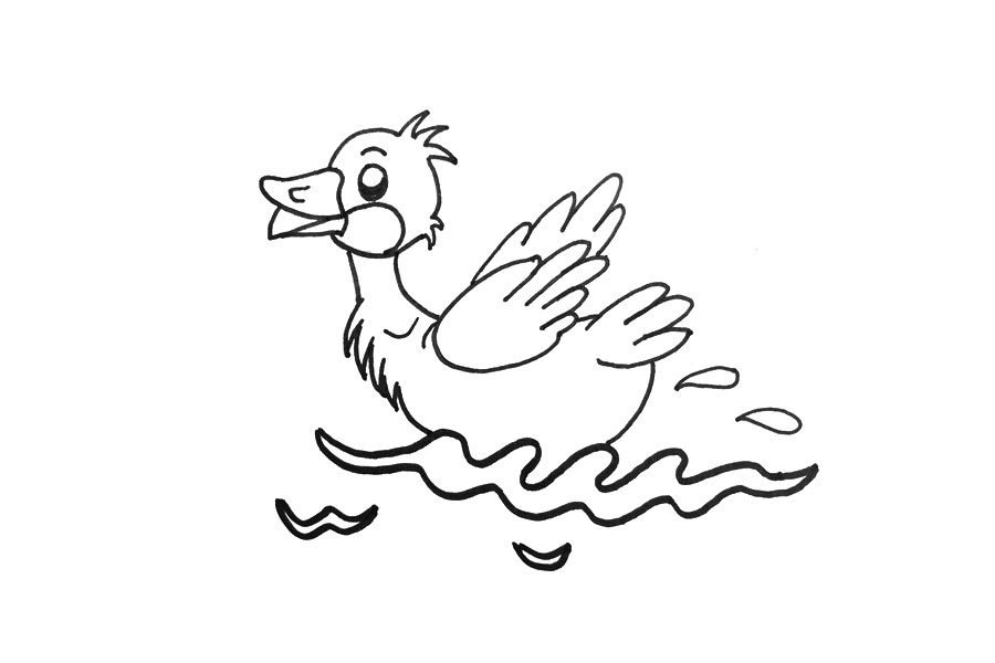 开心游泳的小鸭子简笔画