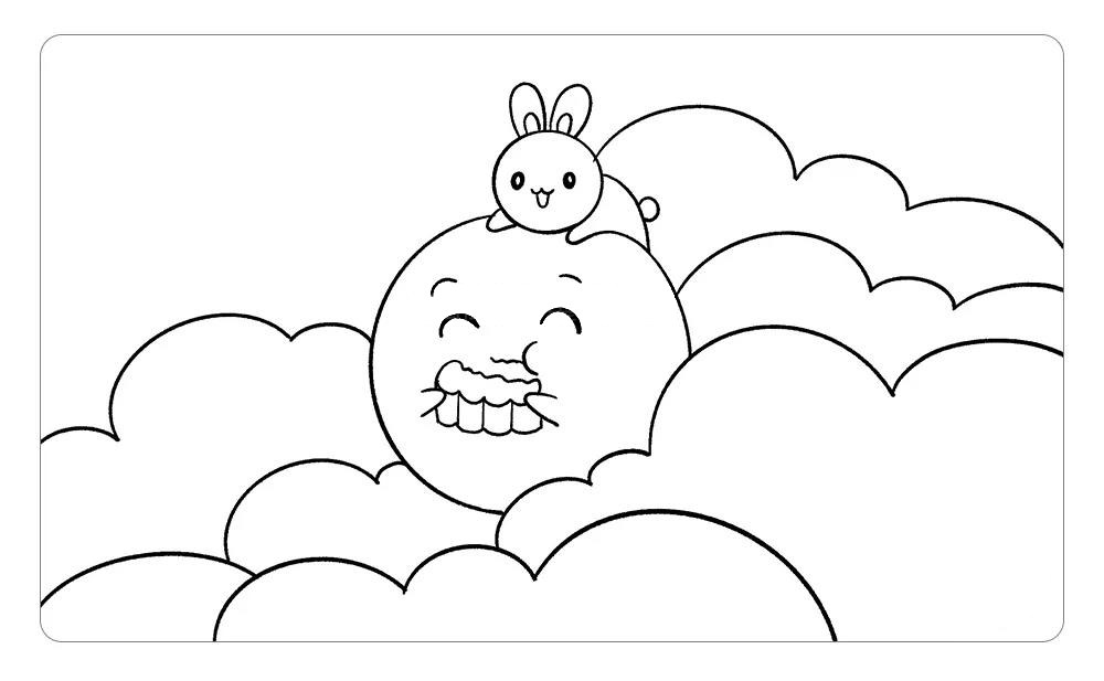 学画可爱的玉兔和月亮简笔画