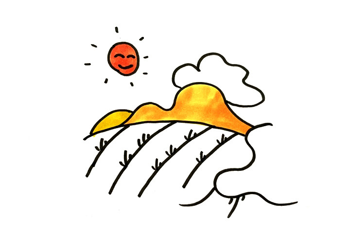 稻田风景怎么画