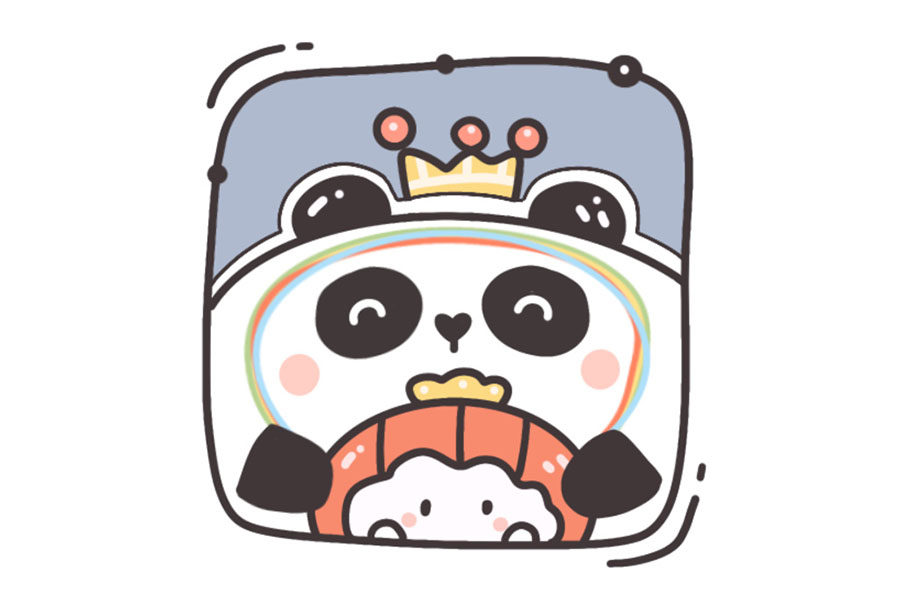 可爱冰墩墩的九宫格自拍照