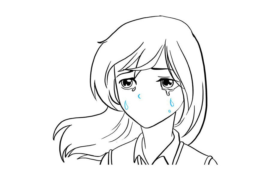 动漫版哭泣的小女孩怎么画