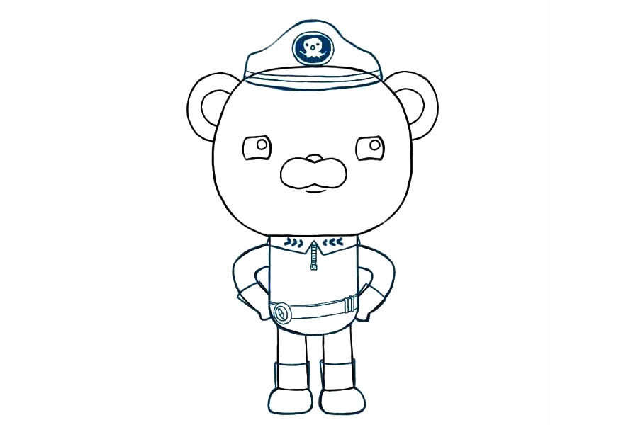 海底小纵队 北极熊巴克队长简笔画画法