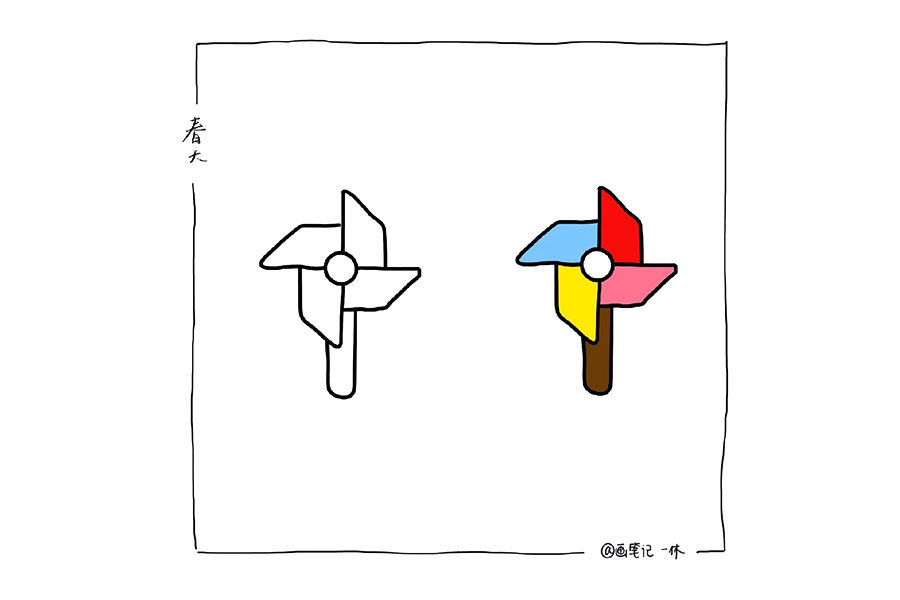 一组春天素材简笔画