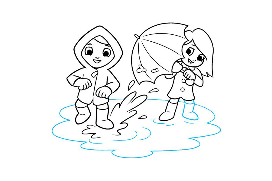 踩水坑怎么画