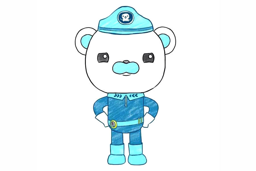 海底小纵队 北极熊巴克队长简笔画画法