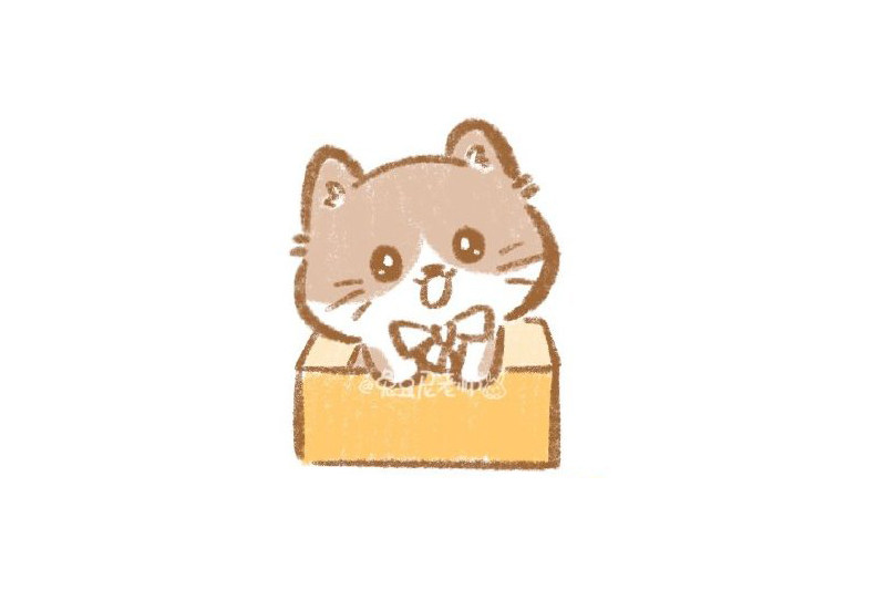 可爱礼物小猫咪简笔画画法步骤