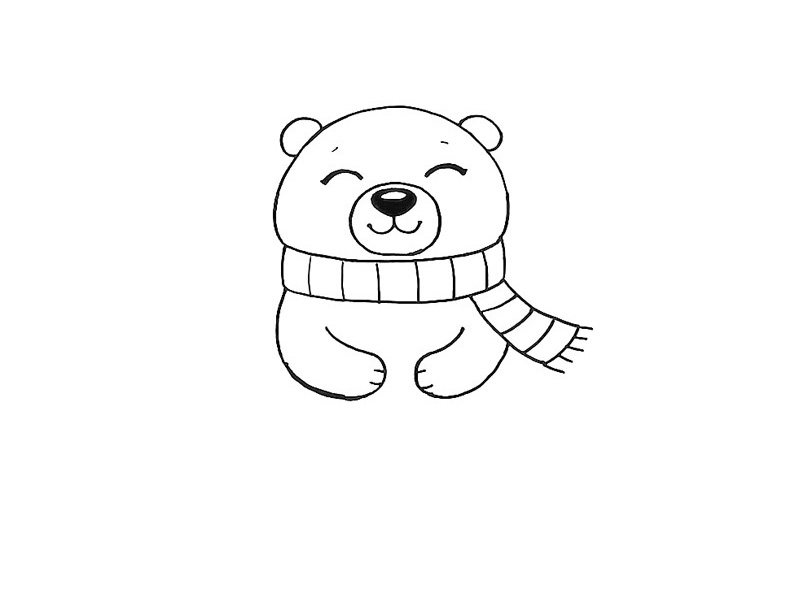 可爱的北极熊简笔画画法步骤