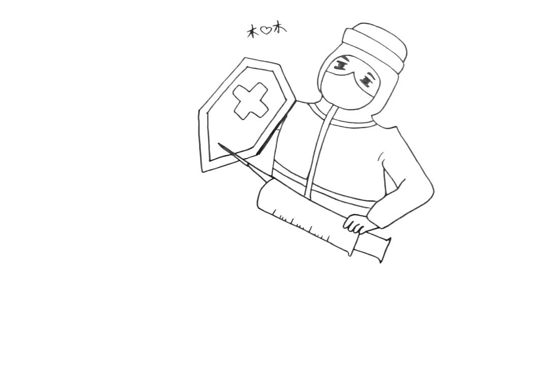 医护人员抗击疫情简笔画