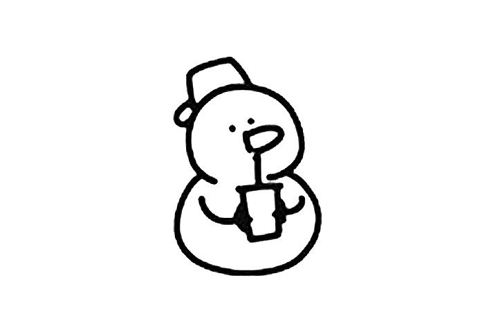 喝奶茶的雪人简笔画教程
