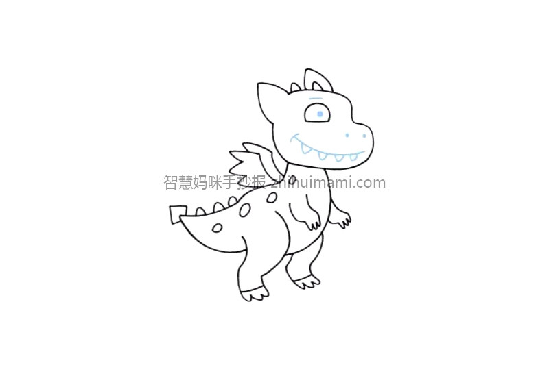 一只可爱的卡通龙简笔画画法步骤