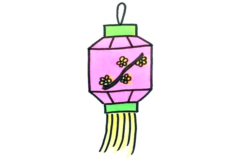 漂亮的元宵节花灯简笔画步骤