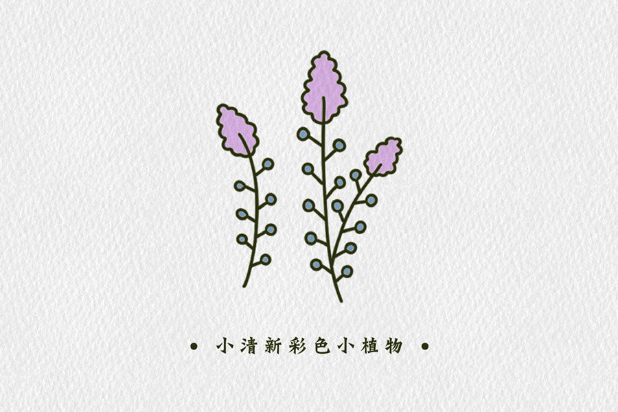 小清新彩色植物简笔画图片