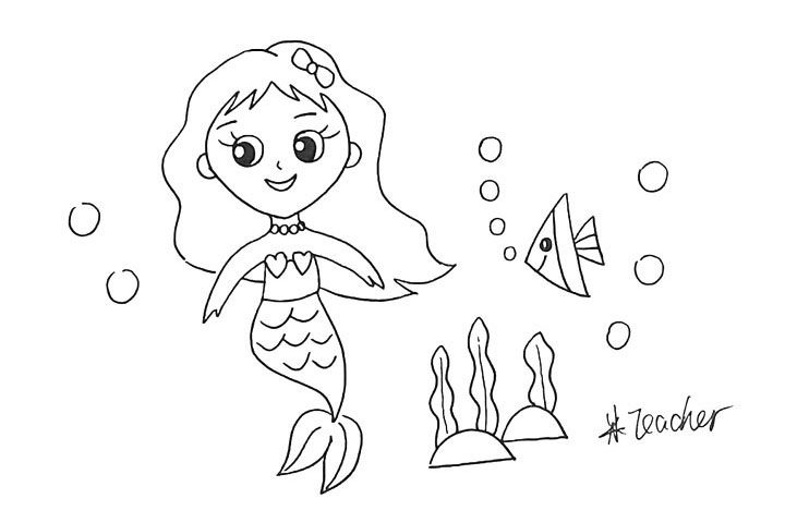 美人鱼简笔画画法教程