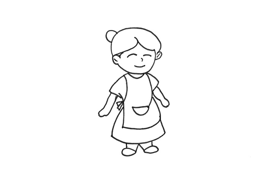穿围裙的妈妈怎么画