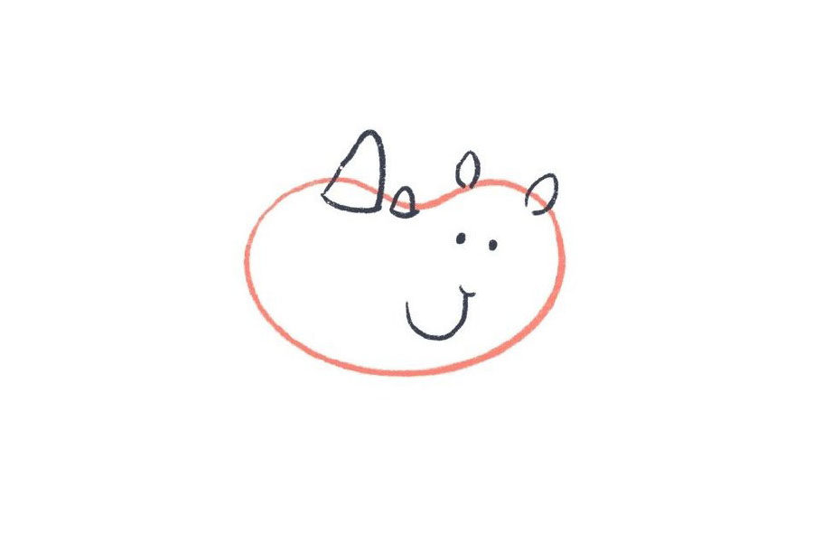 犀牛小头像简笔画画法步骤