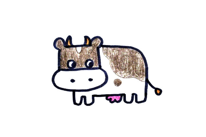 一只呆萌的小奶牛简笔画教程