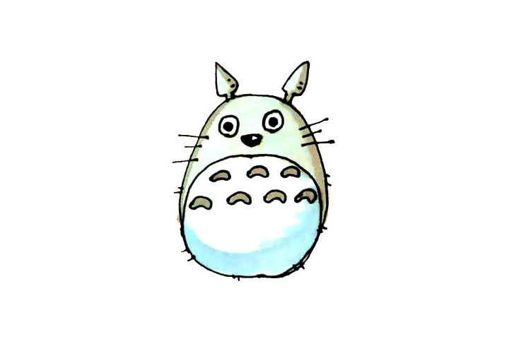 可爱的龙猫简笔画画法步骤