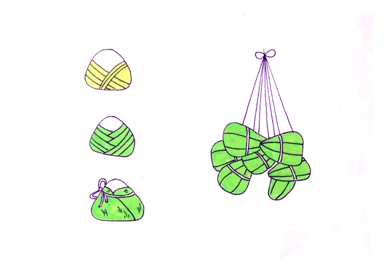 简单可爱的粽子简笔画图片