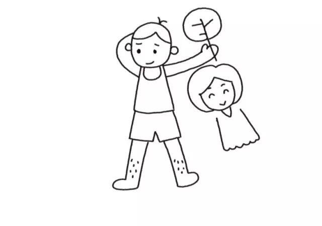 户外乘凉 温馨的家庭简笔画