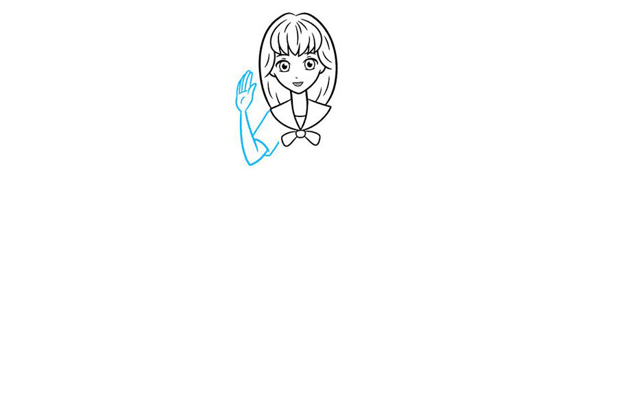 如何画一个动漫女学生