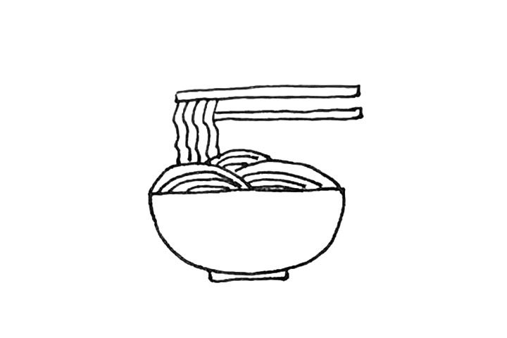 一碗面条简笔画画法步骤