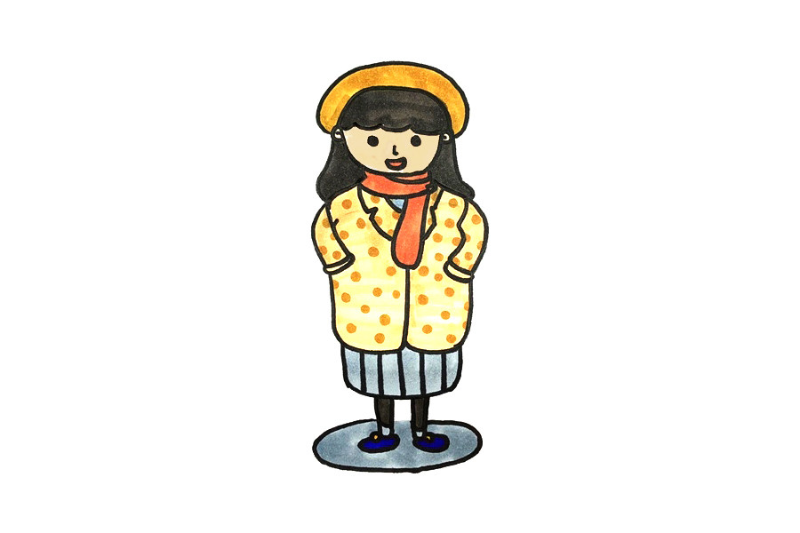冬天漂亮的小女孩简笔画画法步骤