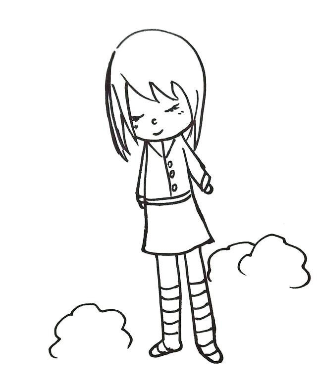 漂亮的小姑娘简笔画