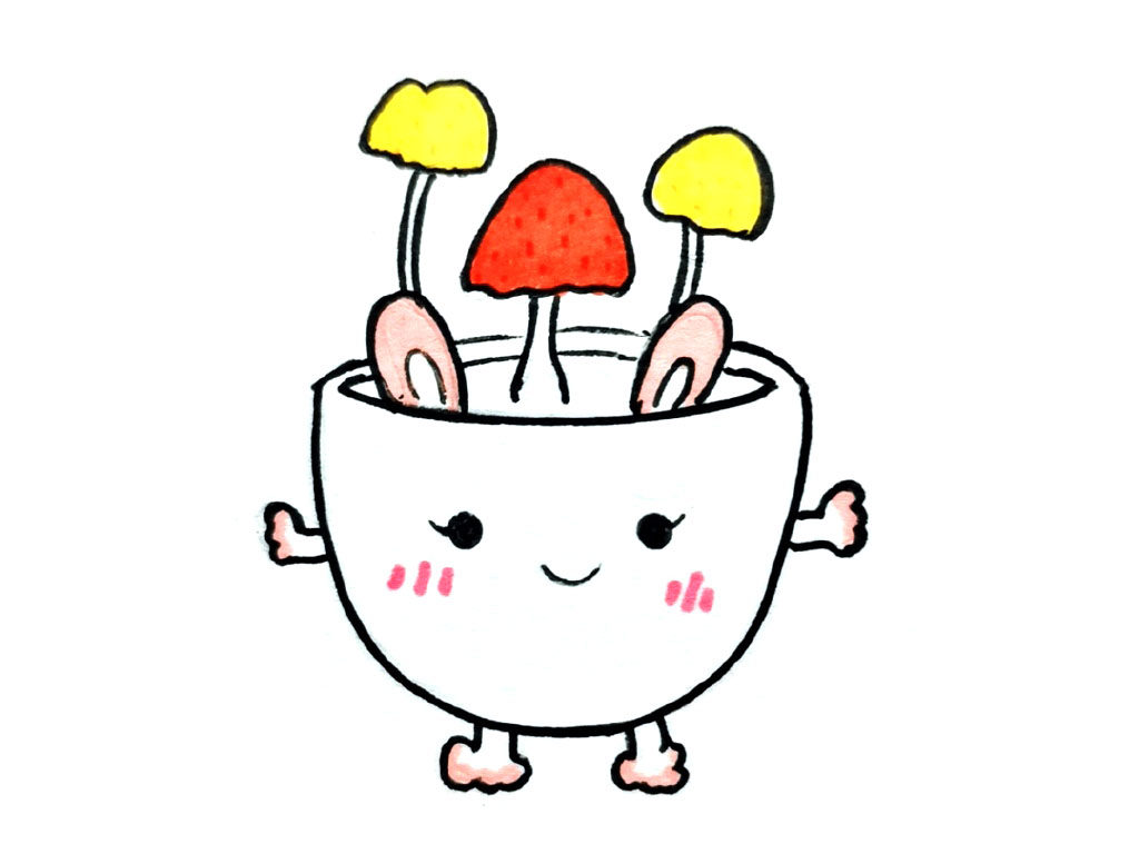一组可爱的盆栽简笔画图片