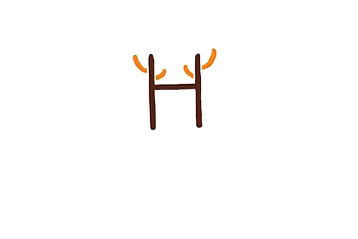 字母简笔画H梅花鹿简笔画教程