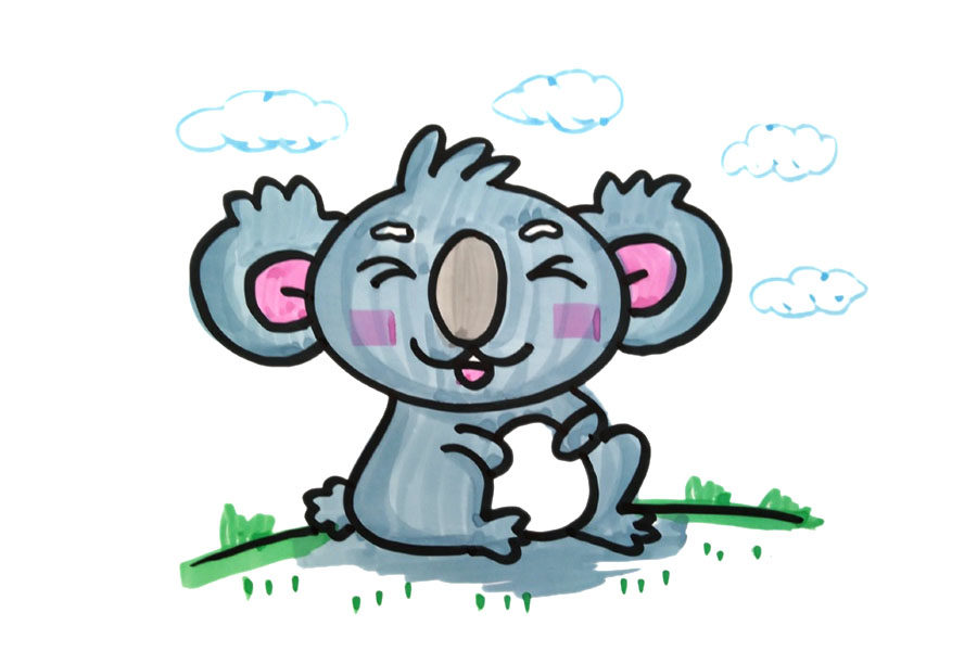 三张可爱考拉简笔画图片