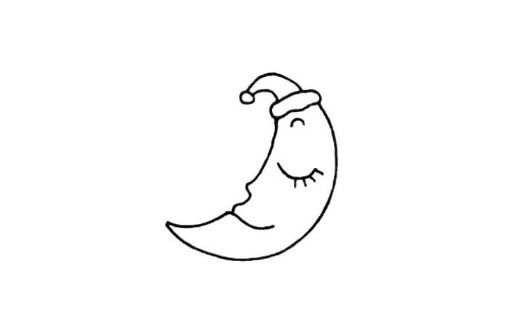 卡通月亮简笔画画法步骤