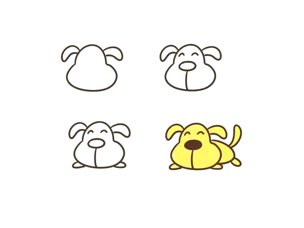 一组可爱的狗狗简笔画教程