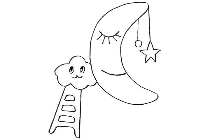卡通月亮简笔画画法教程