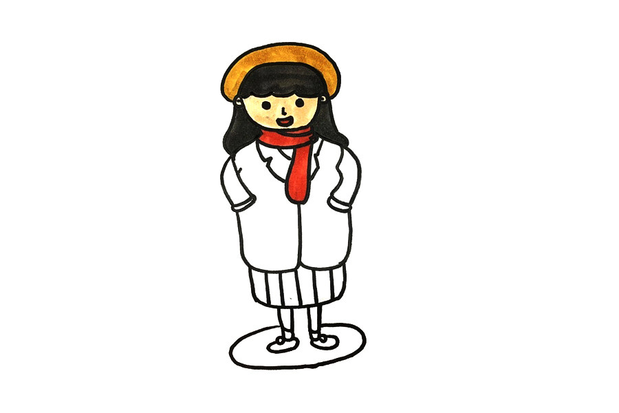 冬天漂亮的小女孩简笔画画法步骤