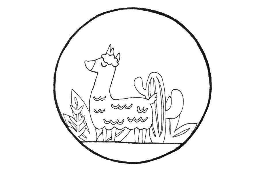 羊驼卡通简笔画