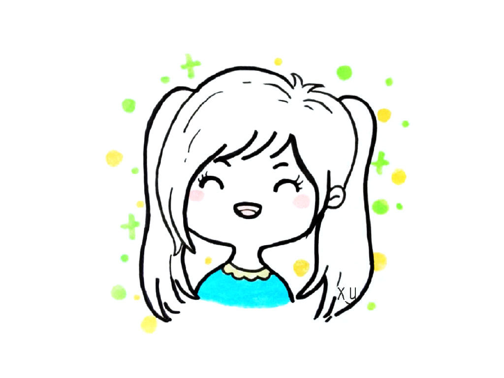 一组美女小头像简笔画图片