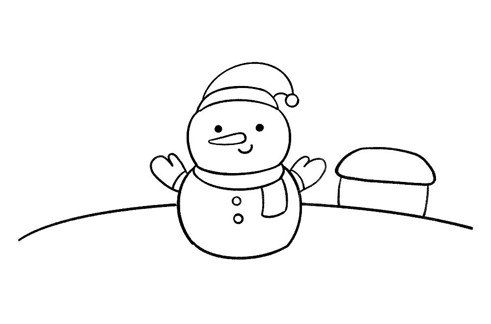 雪人雪景简笔画