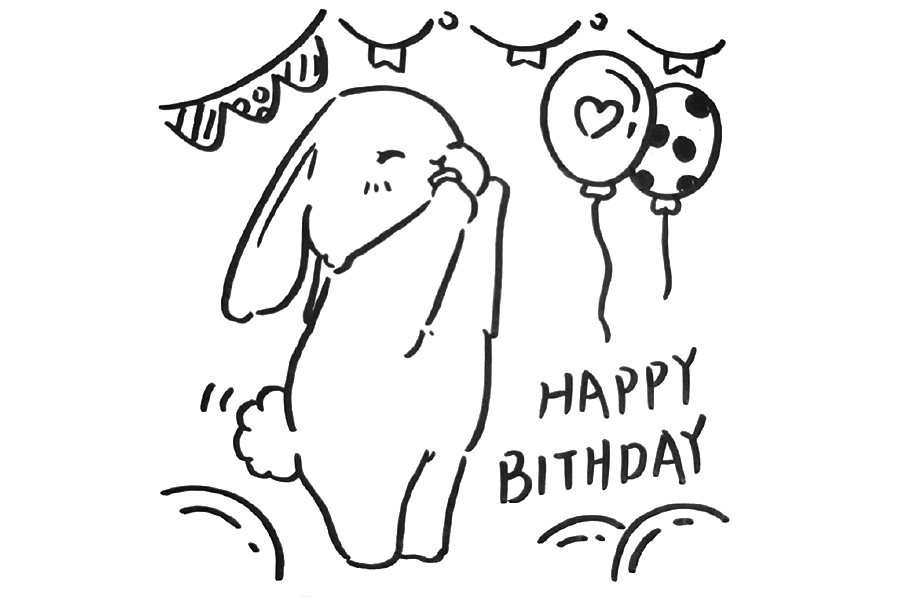 生日、鲜花、蛋糕 四张漂亮的节日简笔画图片